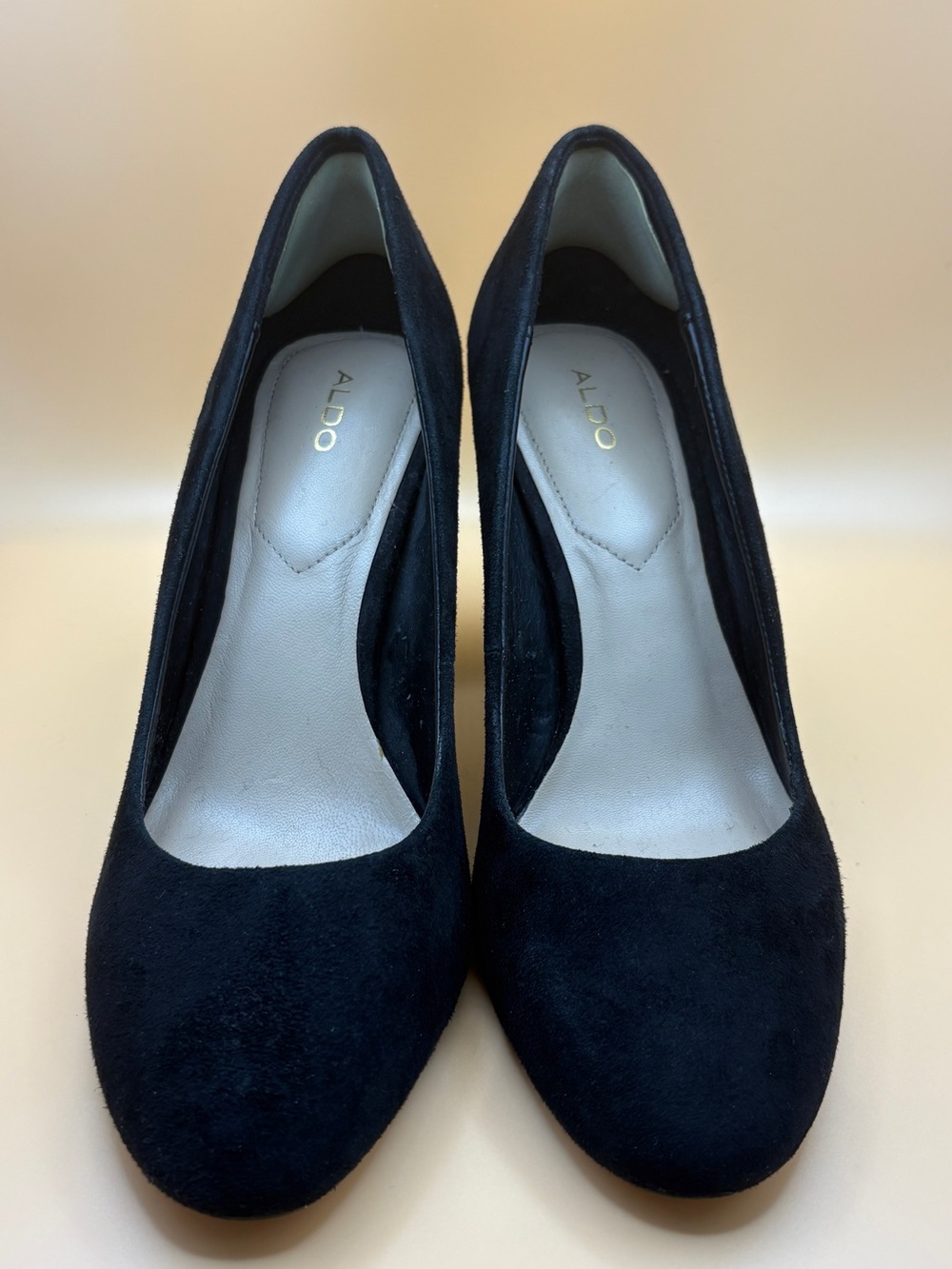 Aldo Black Suede Classic Round-Toe Pumps